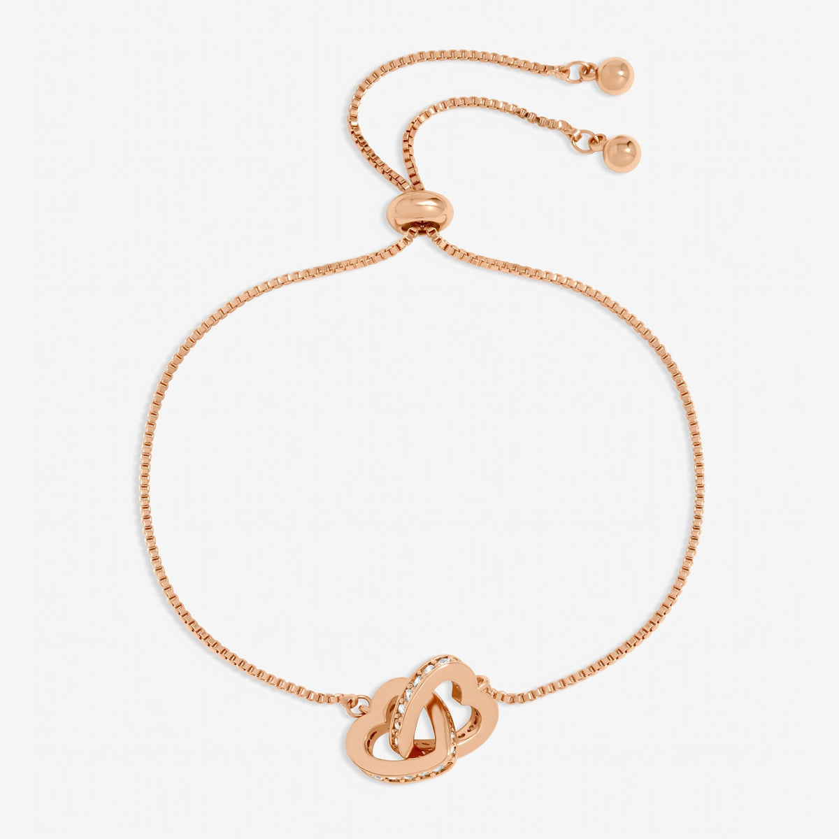 Rose Gold Plated Clear Crystal Heart Bracelet