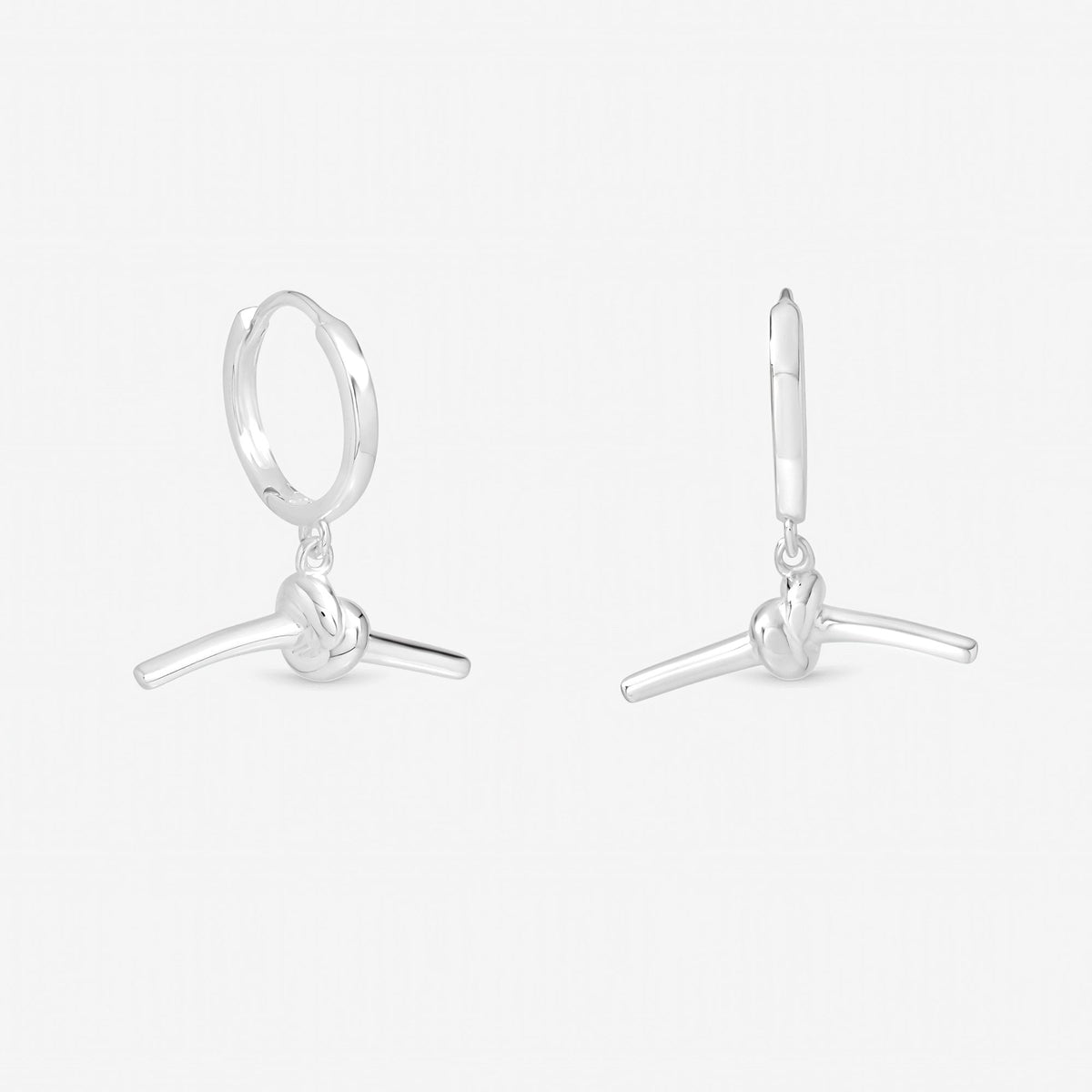 Simply Silver Sterling Silver 925 Polished Knotted T Bar Hoop Earrings
