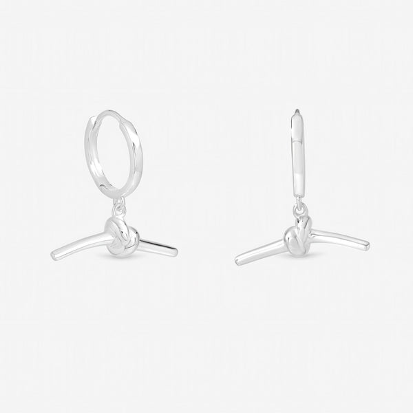 Simply Silver Sterling Silver 925 Polished Knotted T Bar Hoop Earrings