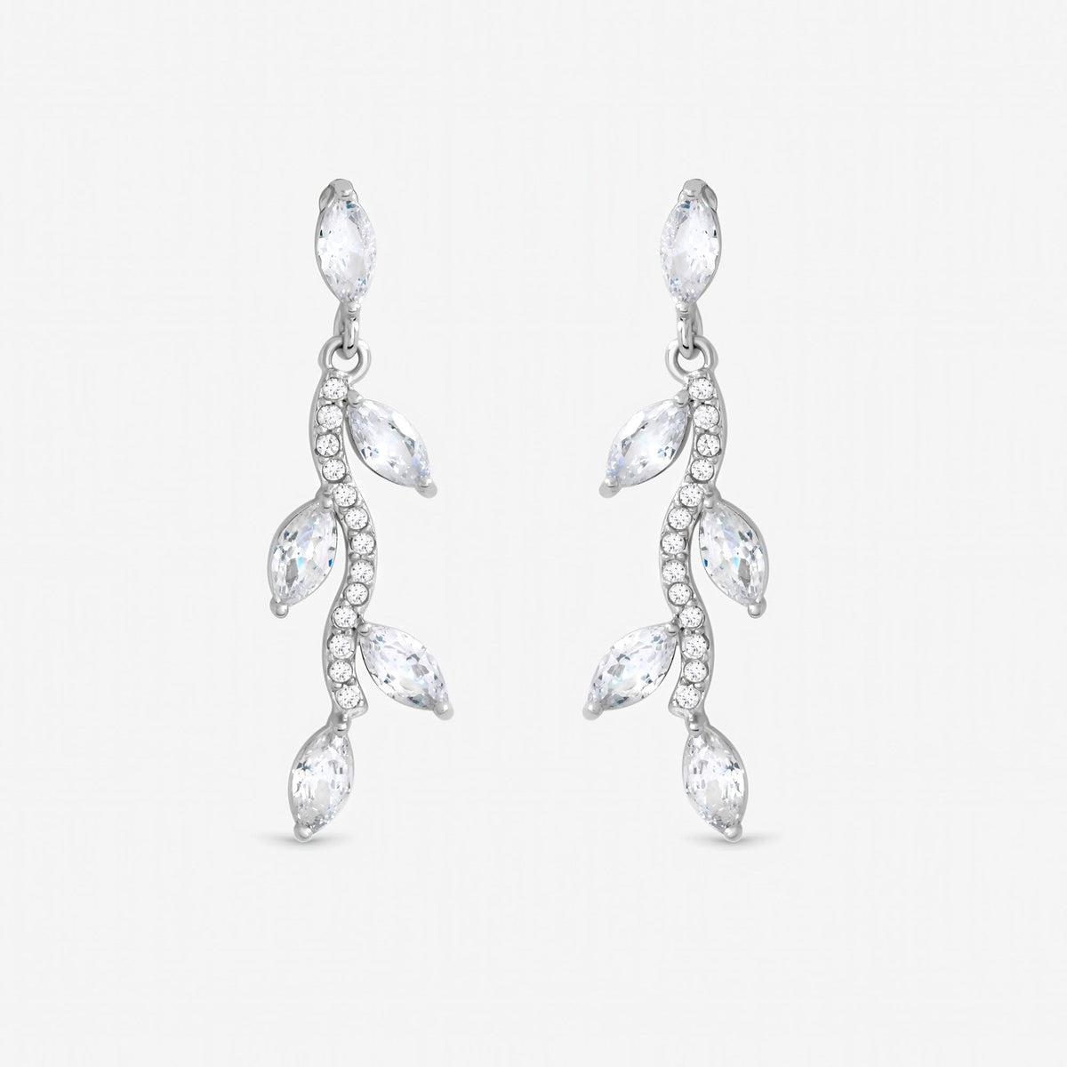 Jon Richard Silver Crystal Leaf Drop Earrings