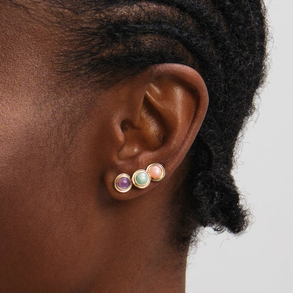 Mood Gold Plated Coral Studs - Pack of 3
