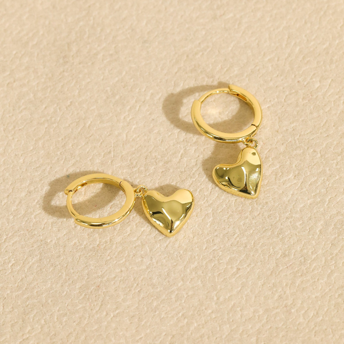Inicio Gold Plated Molton Heart Huggie Earrings - Gift Pouch