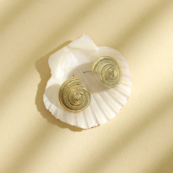 Inicio Gold Plated Statement Shell Earrings - Gift Pouch