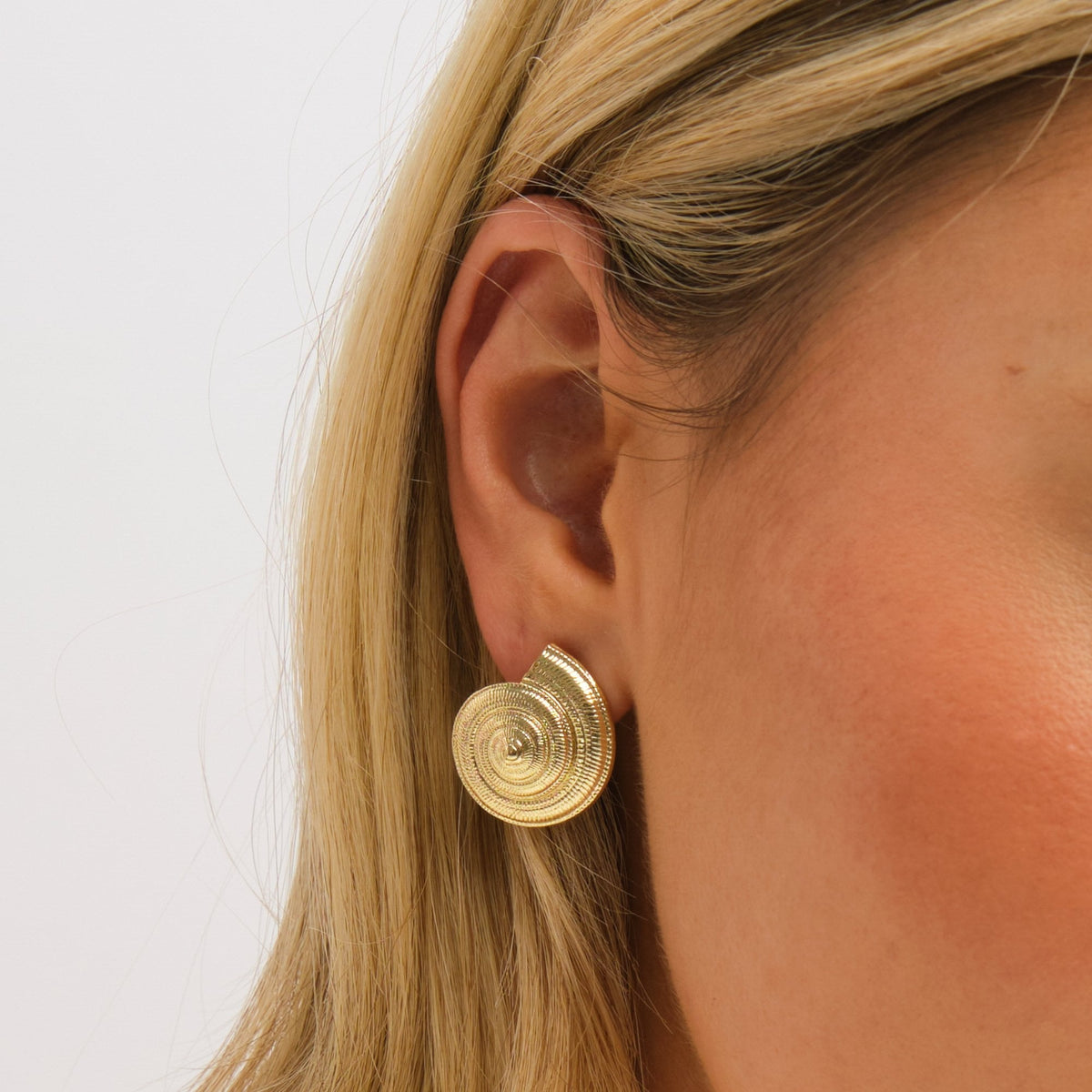Inicio Gold Plated Statement Shell Earrings - Gift Pouch