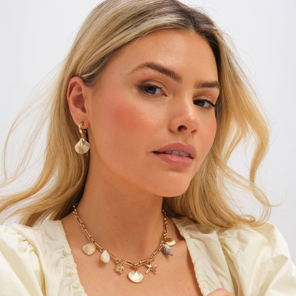 Inicio Gold Plated Real Shell Charm Necklace - Gift Pouch