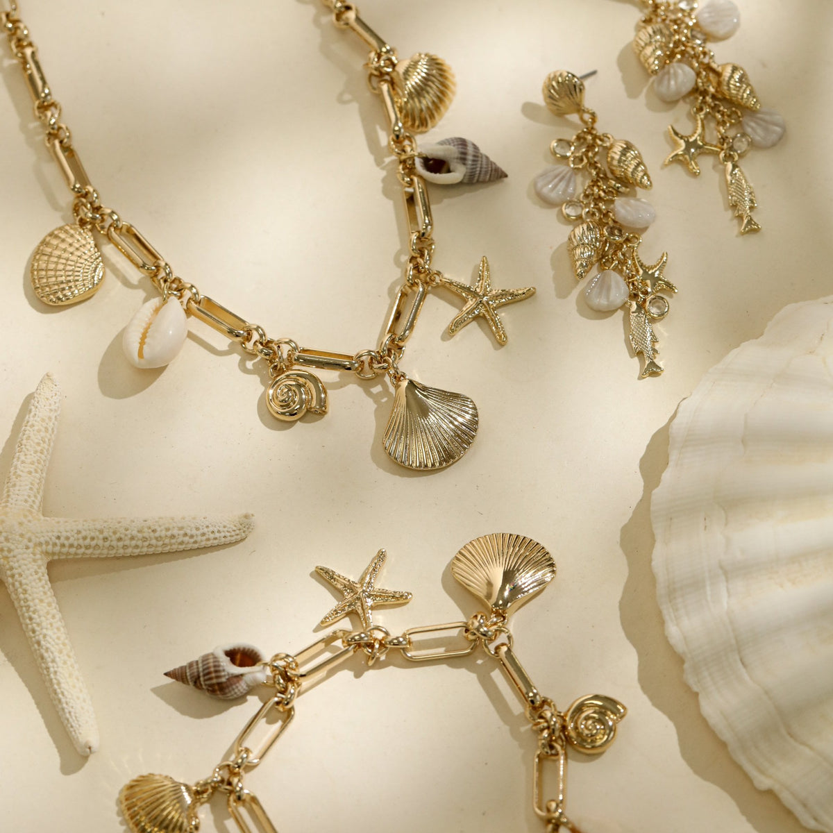 Inicio Gold Plated Real Shell Charm Necklace - Gift Pouch