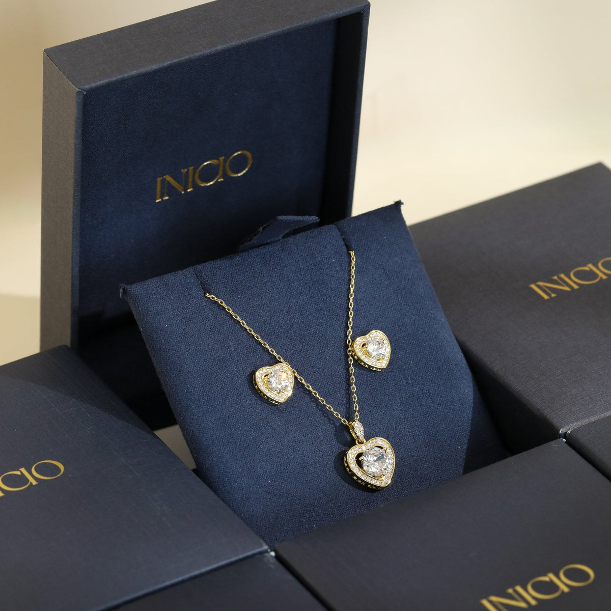 Inicio 14Ct Real Gold Plated Heart Set - Gift Box
