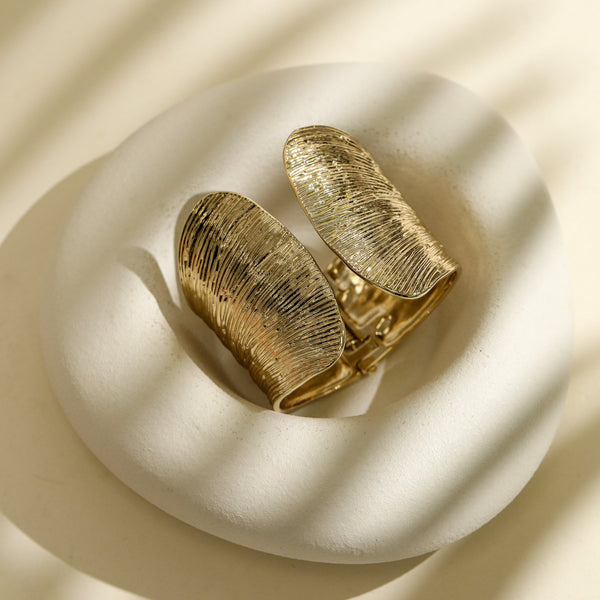 Inicio Gold Plated Textured Cuff - Gift Pouch