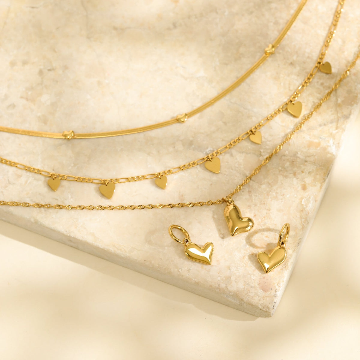 Jon Richard Gold Plated Waterproof Heart Double Row Necklace