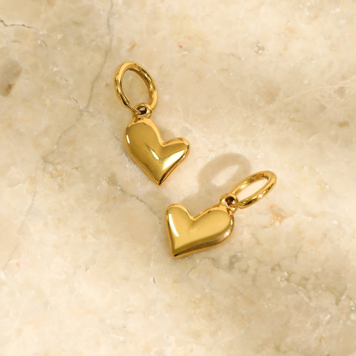 Jon Richard Gold Plated Waterproof Heart Charm Hoop Earrings