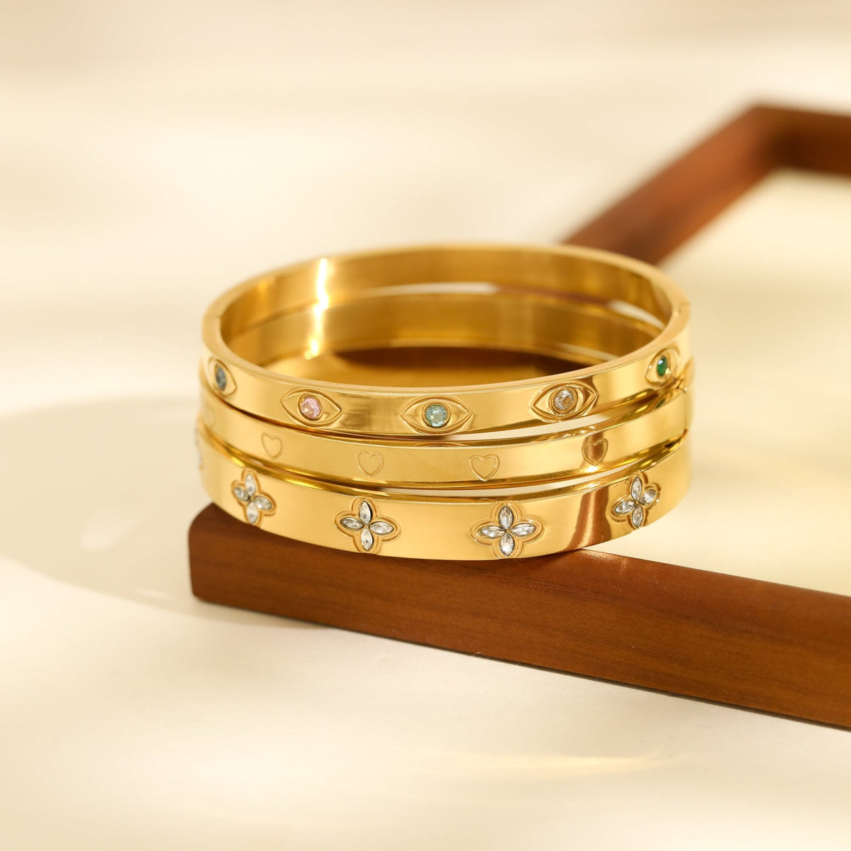 Jon Richard Gold Plated Waterpoof Multi Colour Evil Eye Bangle