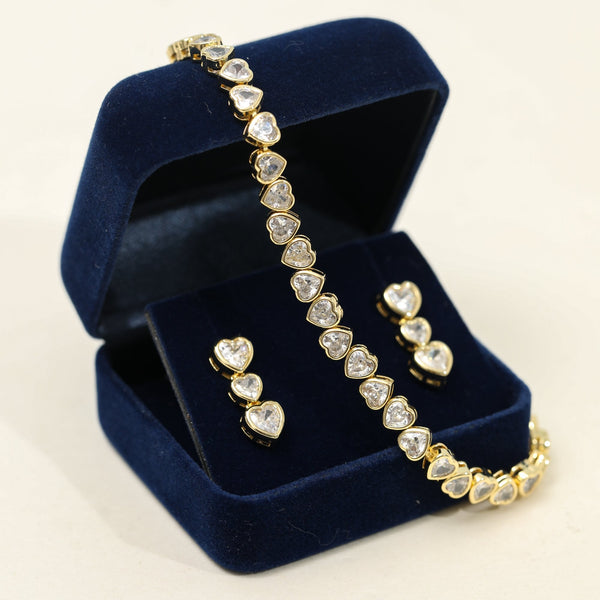 Jon Richard Gold Plated Cubic Zirconia Heart Drop Tennis Earrings