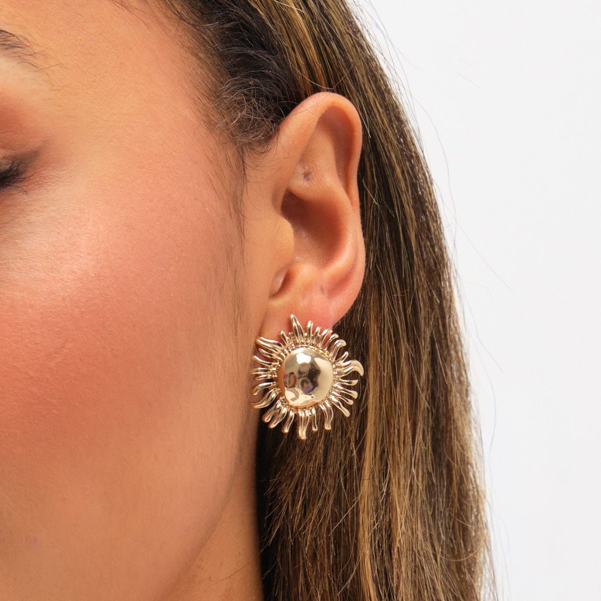 Mood Gold Plated Sun Stud Earrings