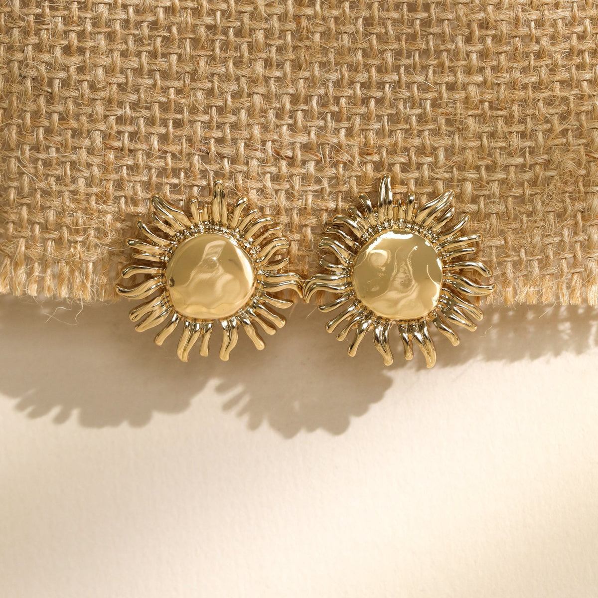 Mood Gold Plated Sun Stud Earrings
