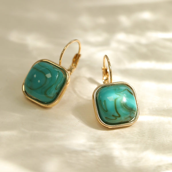 Mood Gold Plated and Turquoise Stone Drop Earrings