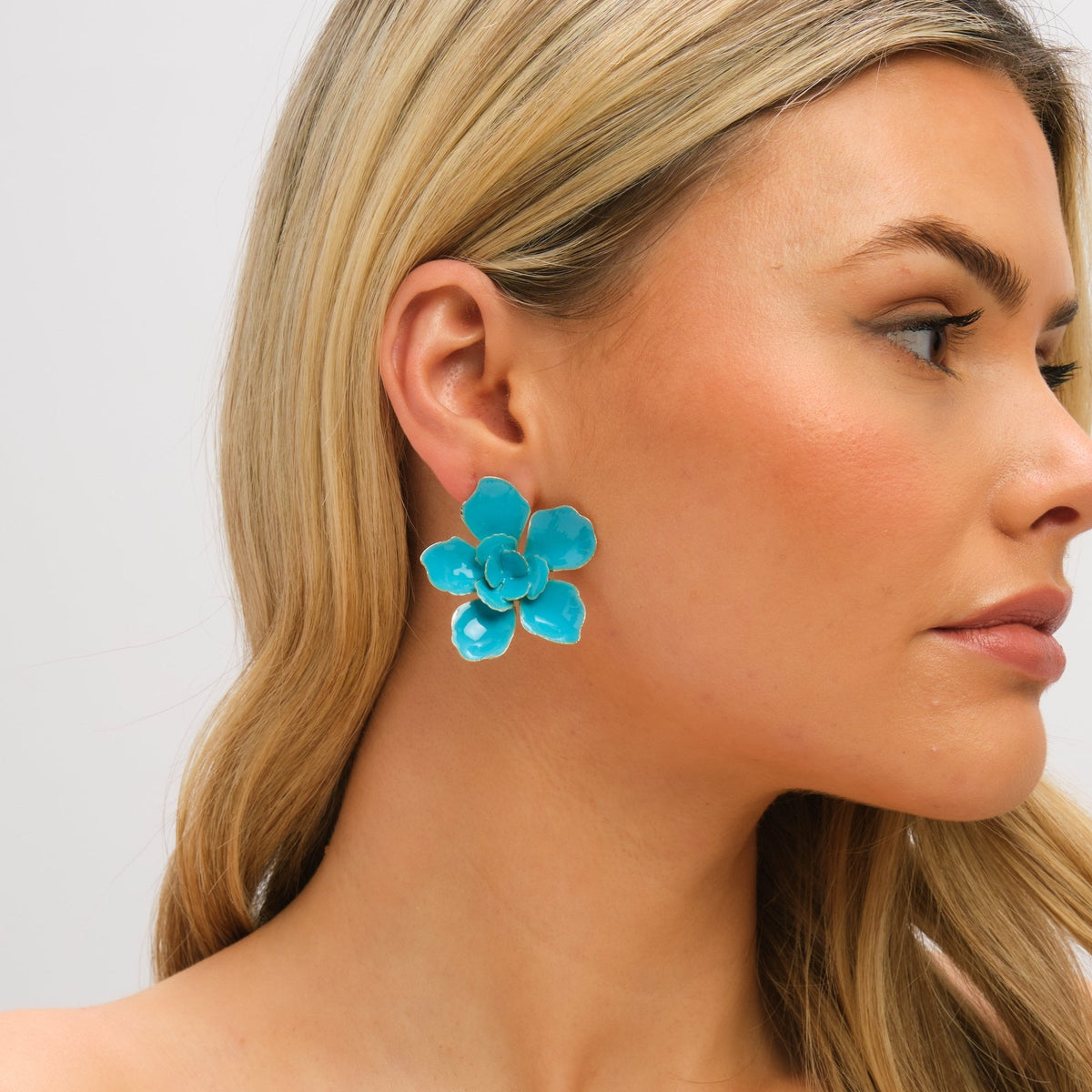 Mood Turquoise Statement Flower Earrings