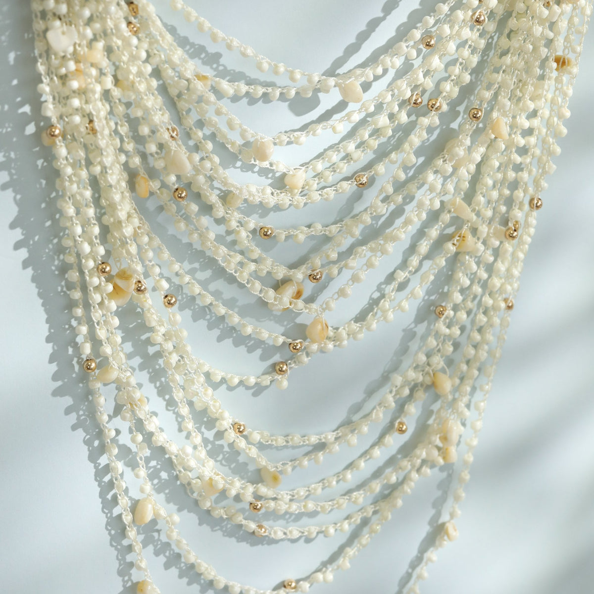 Mood Gold Plated Statement Multirow Beaded Necklace