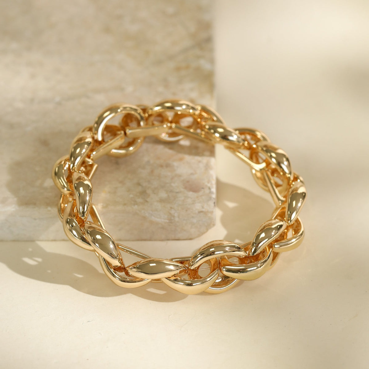 Mood Gold Plated Statement Chain Stretch Bracelet