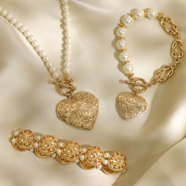 Mood Gold Plated Engraved Heart Necklace