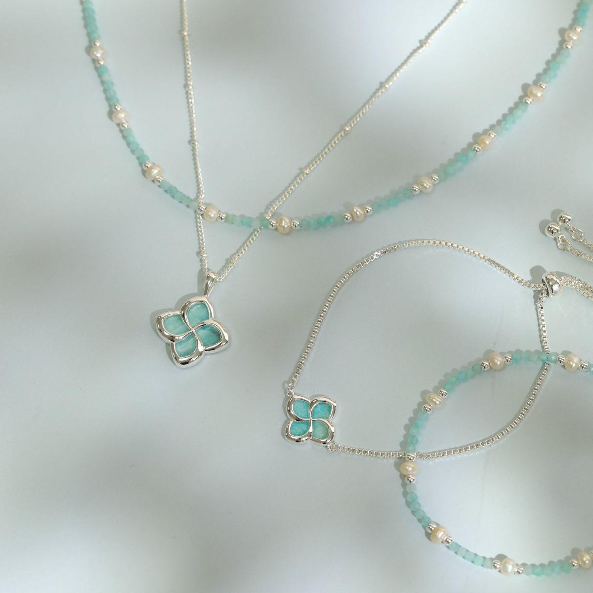 Inicio Sterling Silver Turquoise And Pearl Necklace - Gift Pouch