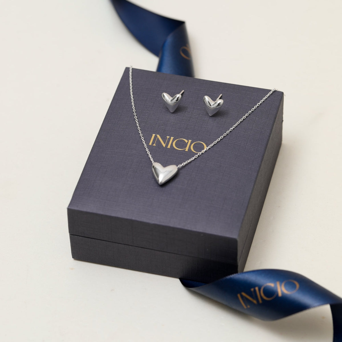 Inicio Sterling Silver Puff Heart Set - Gift Box