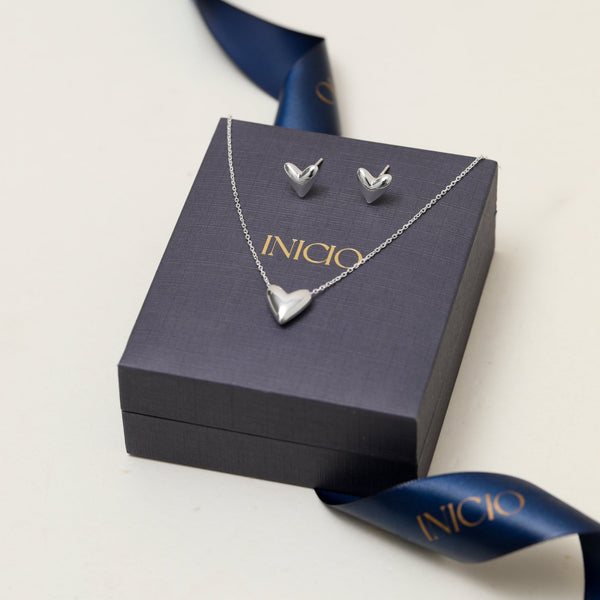 Inicio Sterling Silver Puff Heart Set - Gift Box