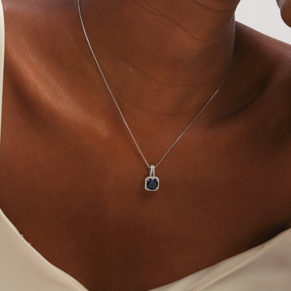 Jon Richard Rhodium Plated Cubic Zirconia and Sapphire Square Drop Set - Gift Box
