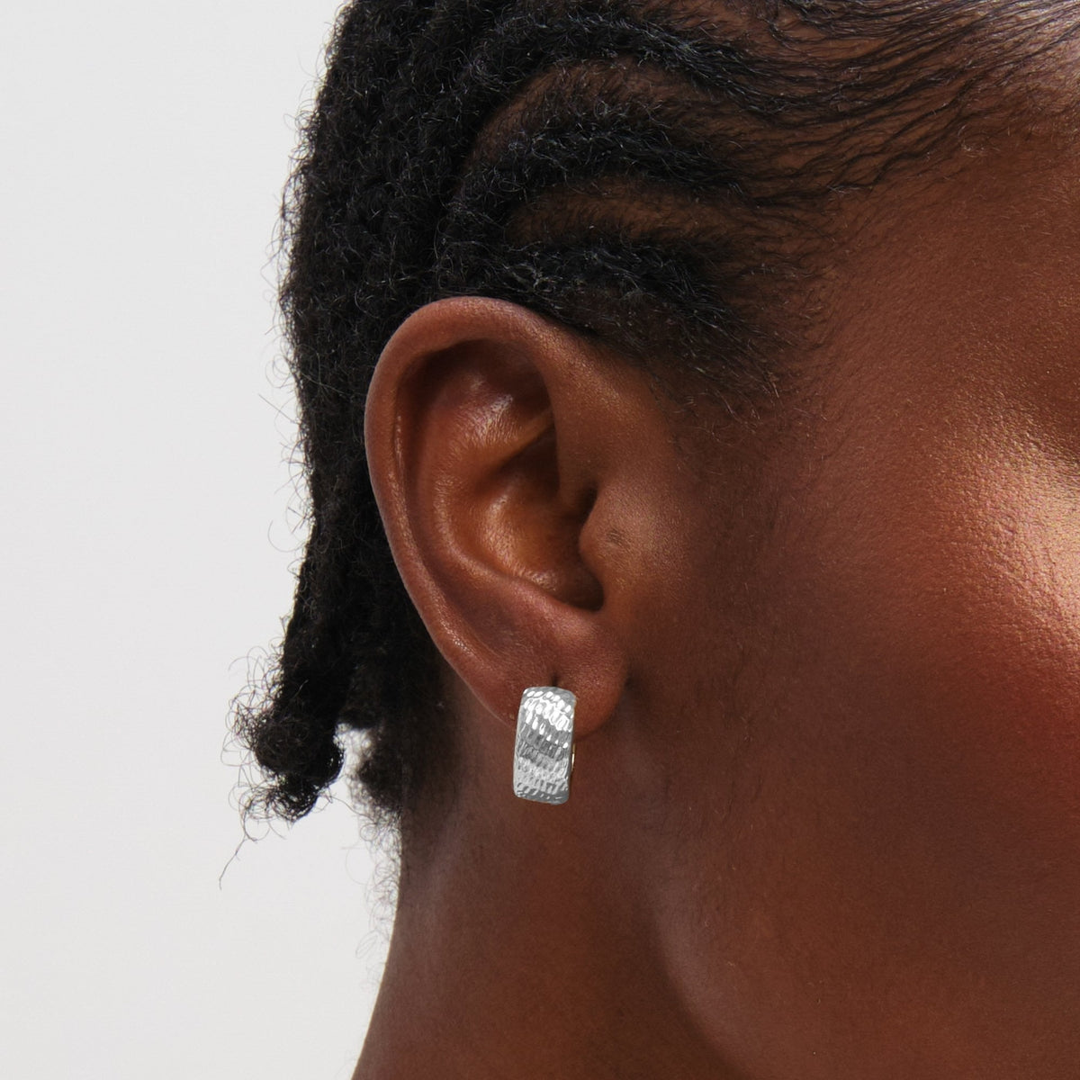 Inicio Sterling Silver Textured Chubby Hoop Earrings