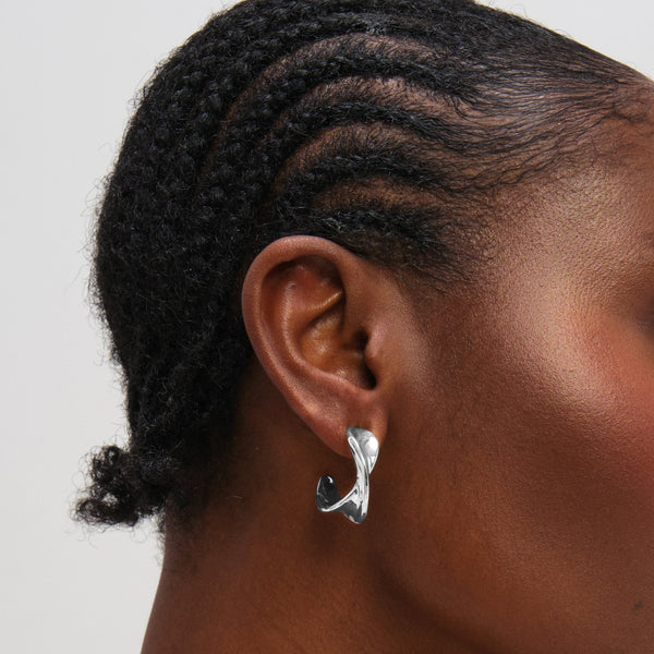Inicio Sterling Silver Large Polished Twist Hoops