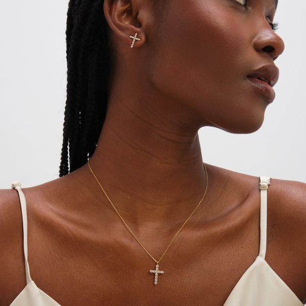 Jon Richard Gold Plated Cubic Zirconia Cross Set - Gift Box