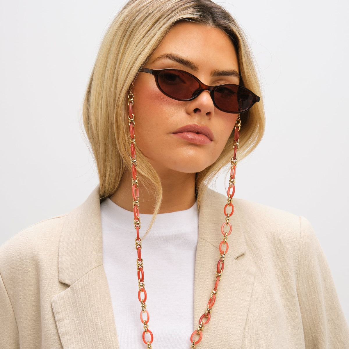 Mood Gold Plated and Coral Resin Sunglasses Chain