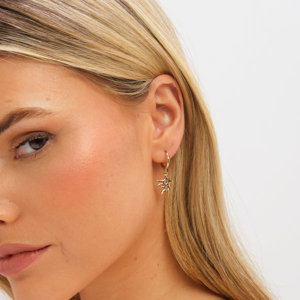 Inicio Gold Plated Pearl Shell and Coral MisMatch Earrings - Gift Pouch