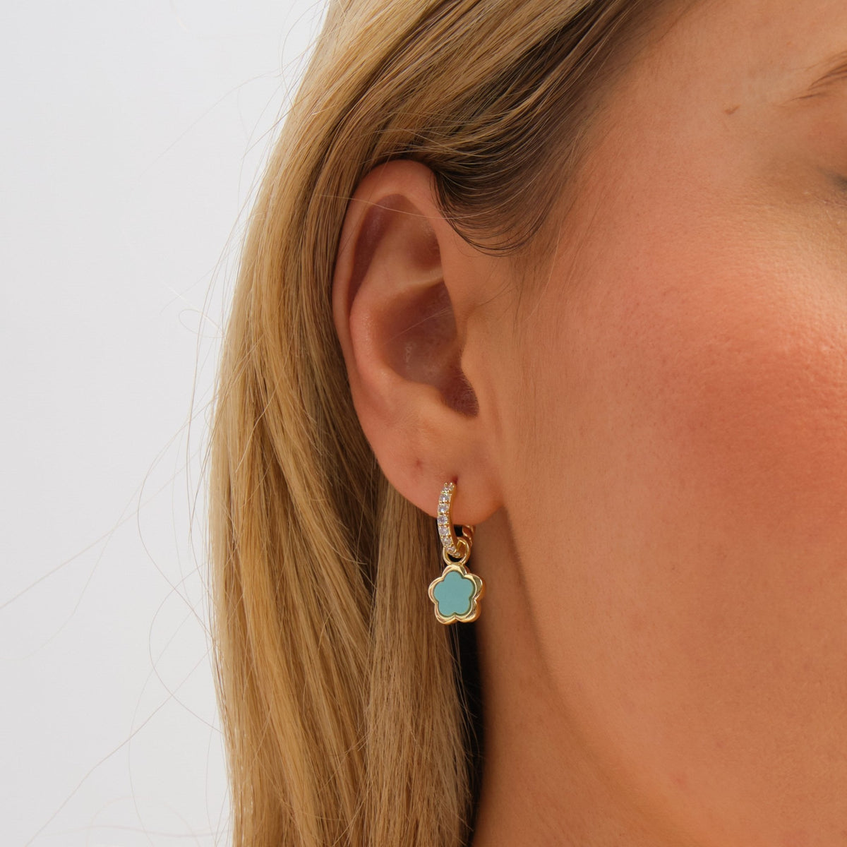 Inicio Gold Plated and Blue Flower Earrings - Gift Pouch