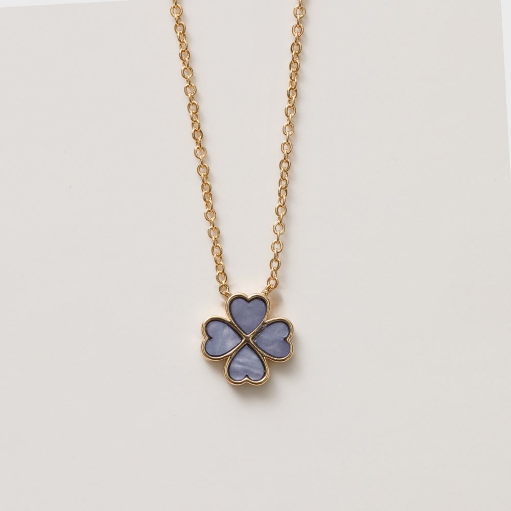Jon Richard Gold Plated and Lilac Heart Clover Pendant Necklace