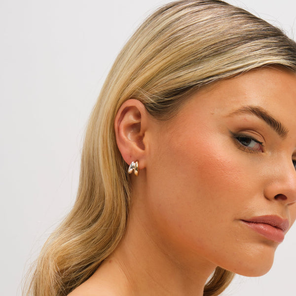 Jon Richard Two Tone Double Row Hoop Earrings