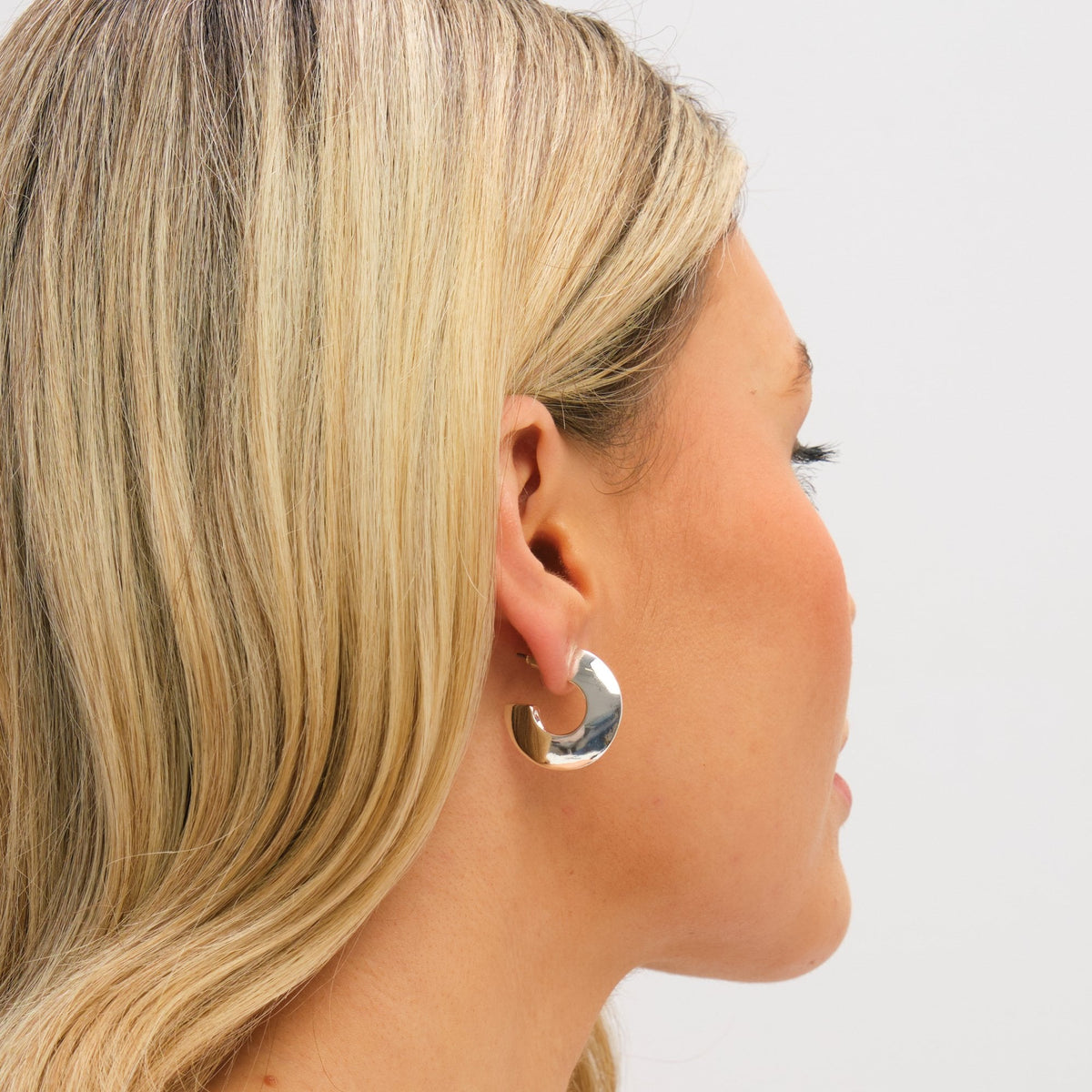 Jon Richard Silver Plated Flat Disk Hoop Earrings