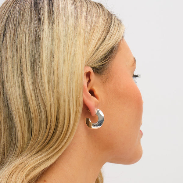 Jon Richard Silver Plated Flat Disk Hoop Earrings