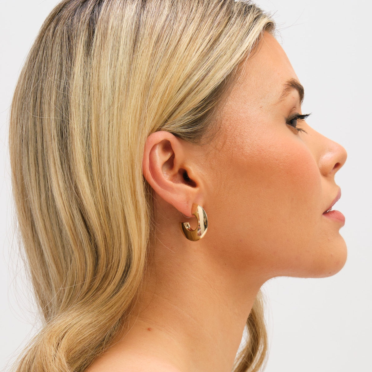 Jon Richard Gold Plated Flat Disk Hoop Earrings