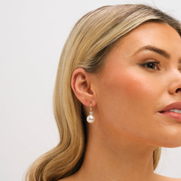 Jon Richard Gold Plated Pave and Pearl Drop Earrings