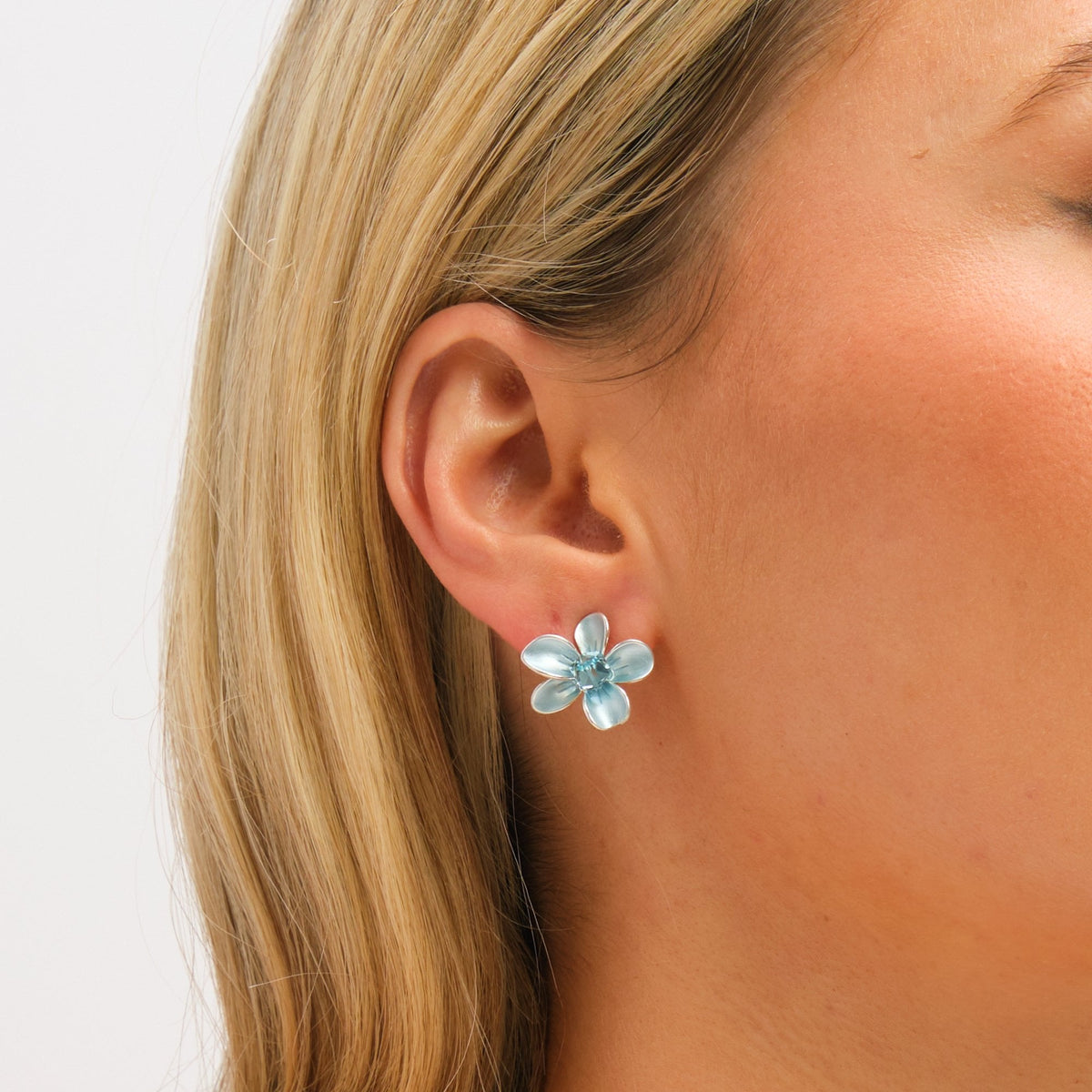 Jon Richard Silver Plated and Blue Flower Earrings
