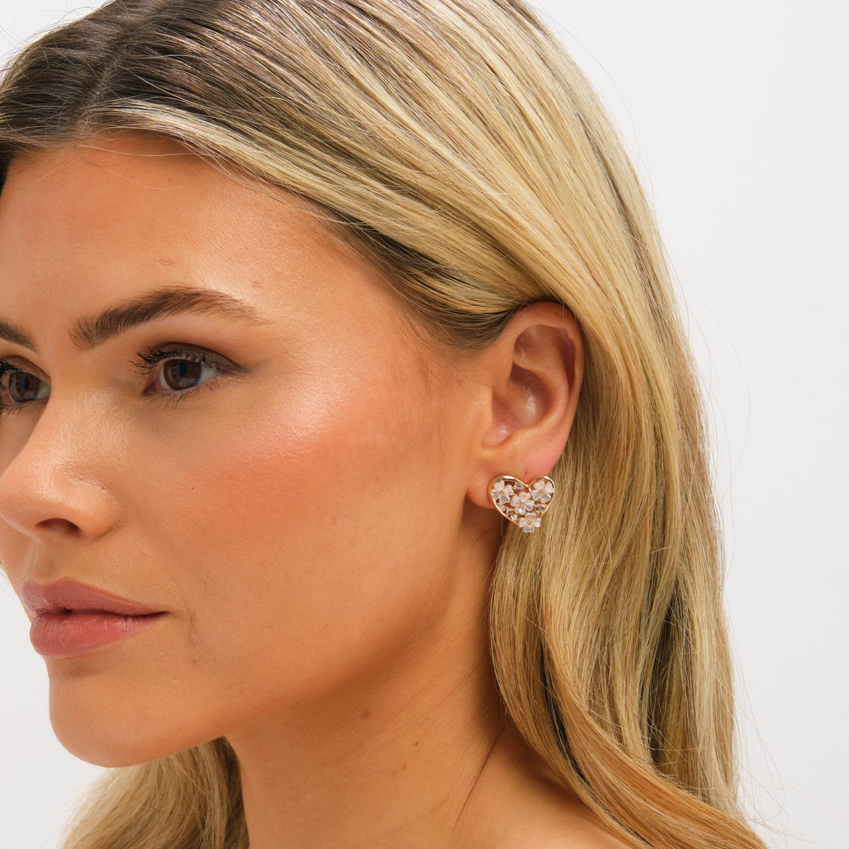 Jon Richard Gold Plated Floral Encrusted Heart Clip Earrings