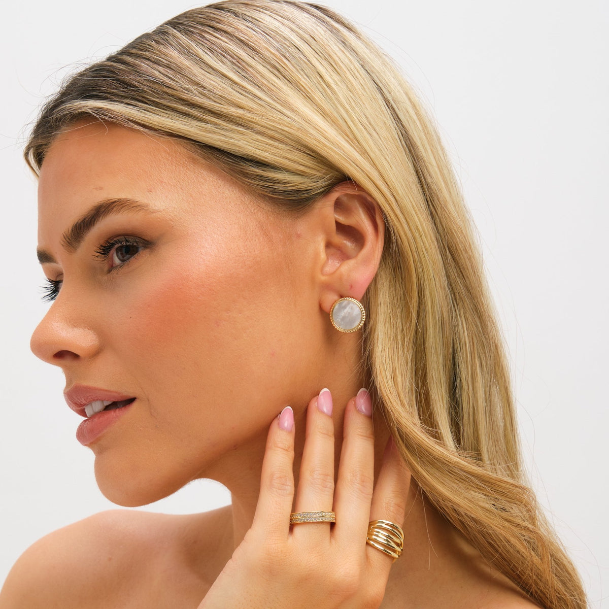 Jon Richard Gold Plated and Mother of Pearl Round Clip Earrings