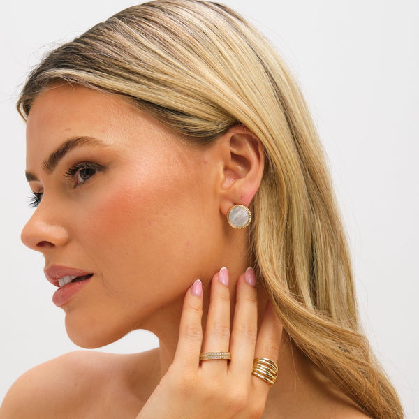 Jon Richard Gold Plated and Mother of Pearl Round Clip Earrings