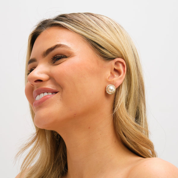 Jon Richard Gold Plated Crystal Halo and Pearl Clip Earrings