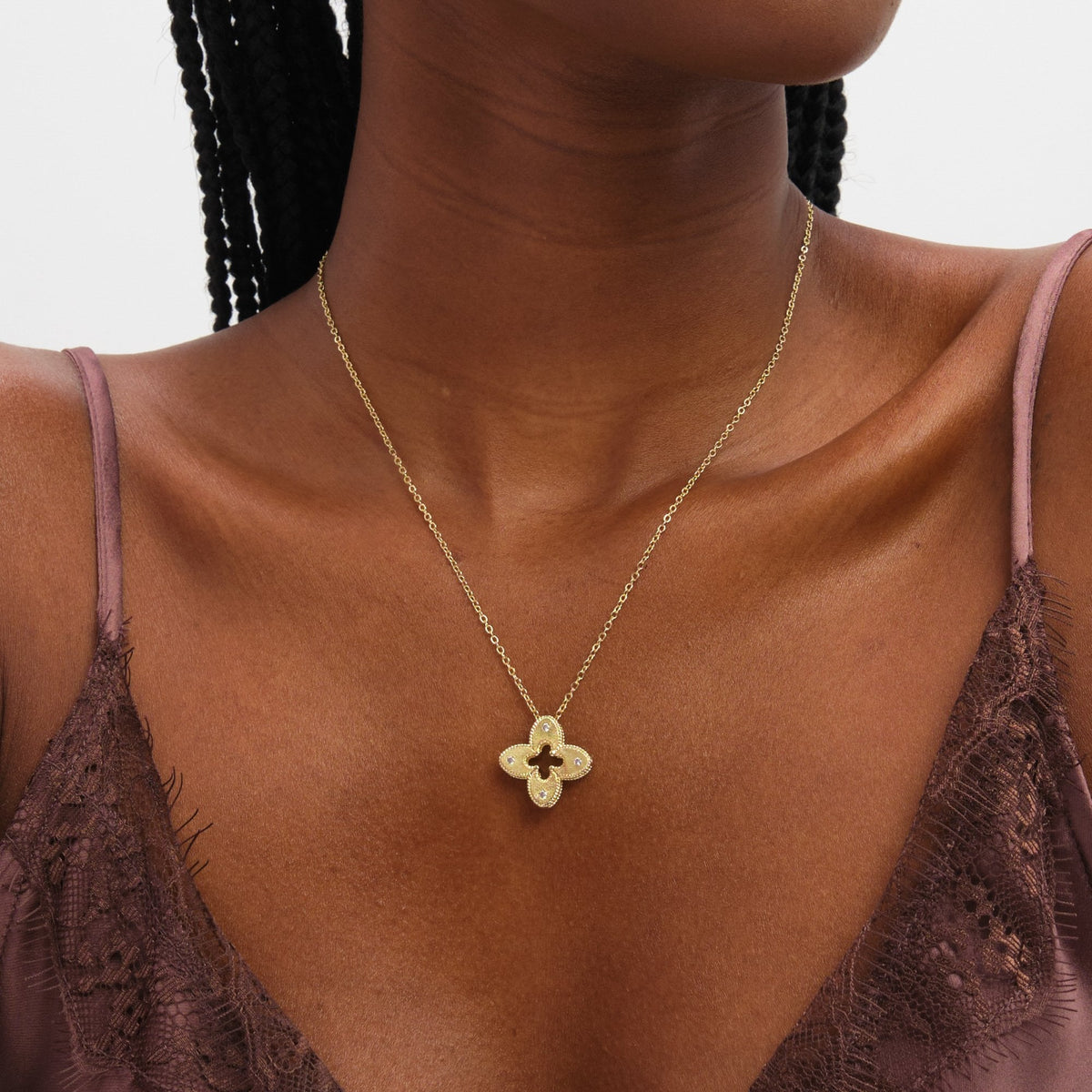 Jon Richard Gold Plated Textured Crystal Clover Pendant