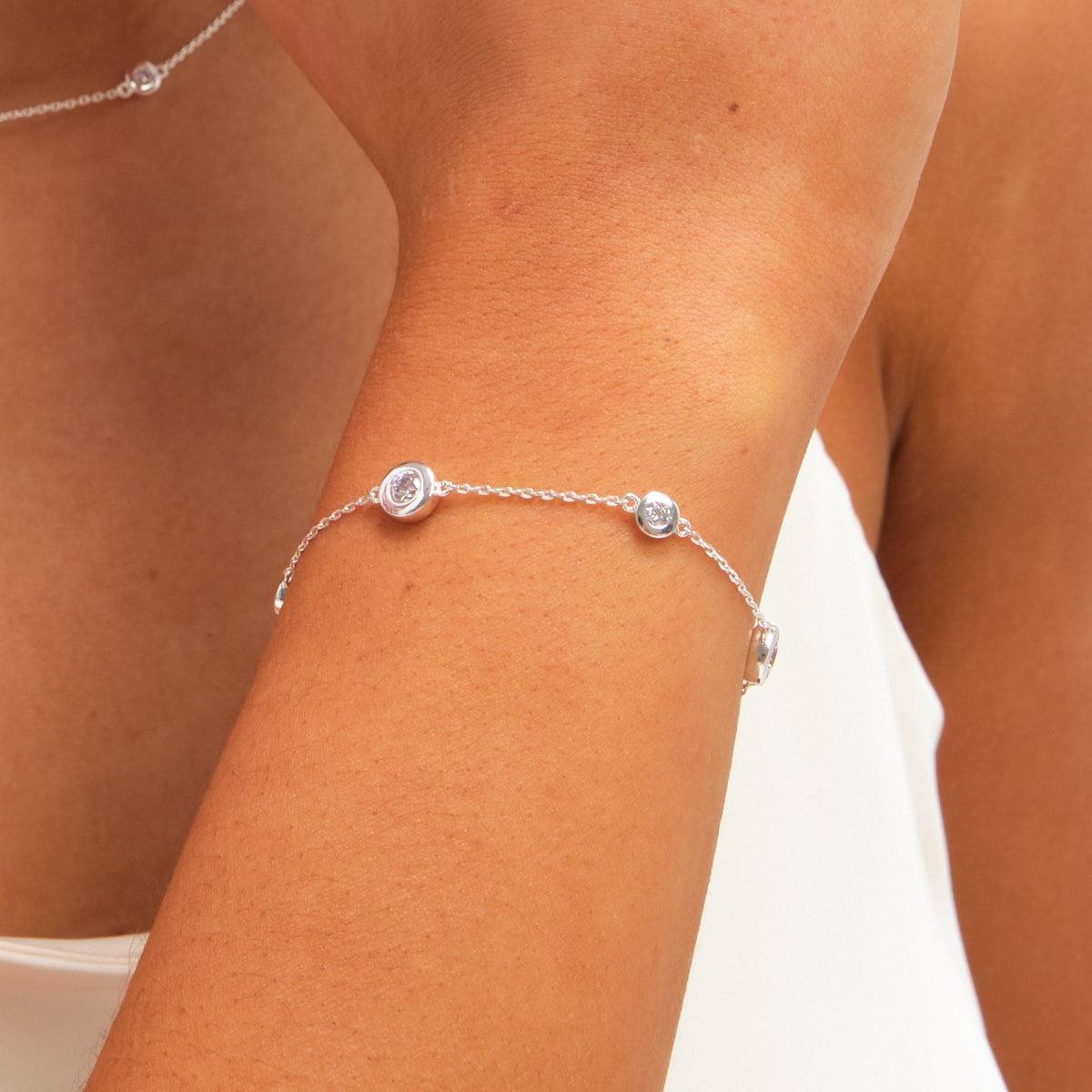Jon richard Silver Plated Cubic Zirconia Bezel Bracelet