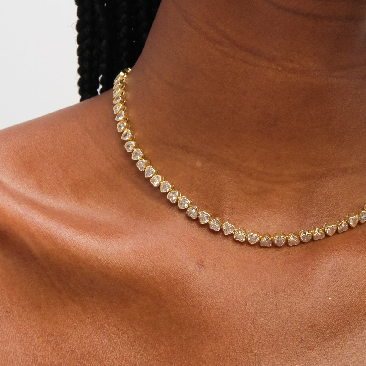 Jon Richard Gold Plated Cubic Zirconia Heart Allway Tennis Necklace