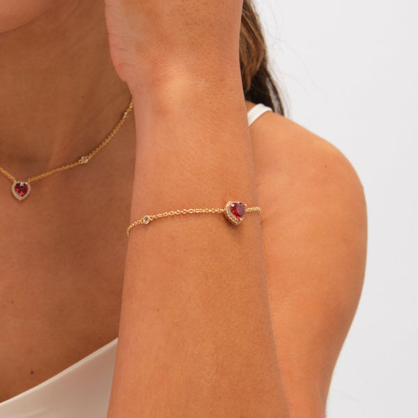 Jon Richard Gold Plated and Red Heart Bracelet