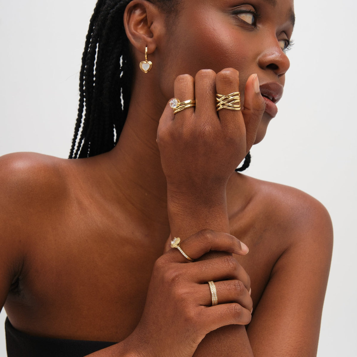 Jon Richard Gold Plated Cubic Zirconia Halo Ring