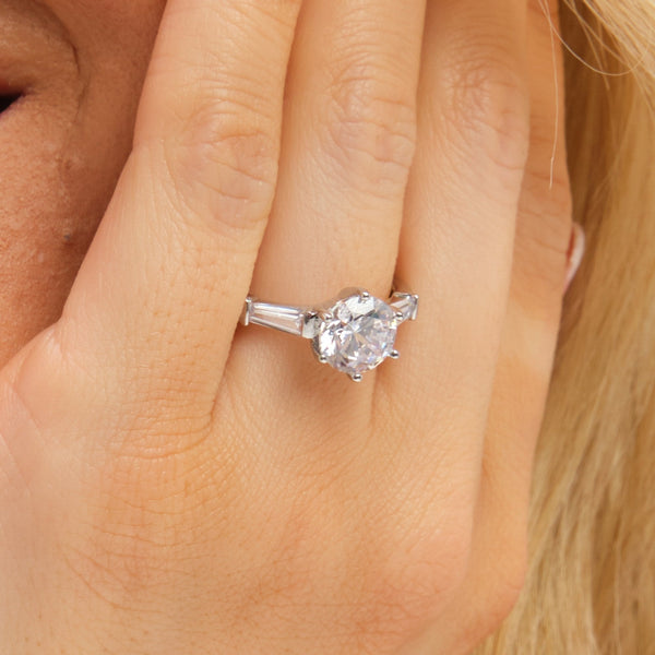 Jon Richard Rhodium Plated Cubic Zirconia Solitaire Ring